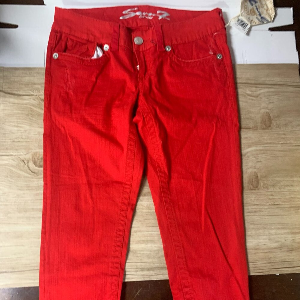 Seven7 Womens/Girls Jeans: Red: Size 8: New With Tags